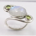 thumbnail image 2 of 5.7 Grams 925 Sterling Silver Rainbow Moonstone & Peridot 3 Gem Ring Size 9.5, 2 of 3