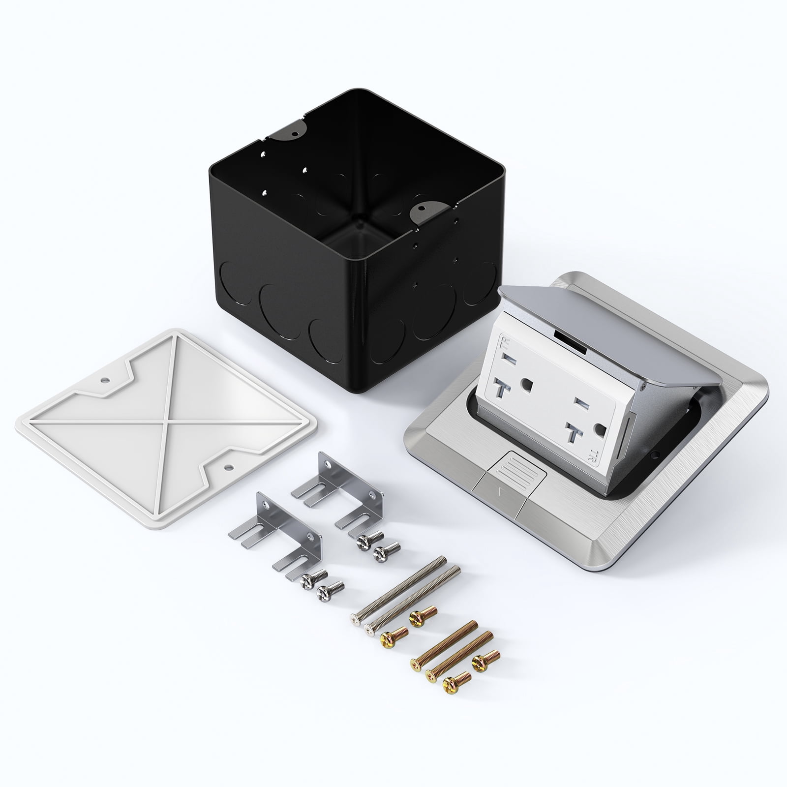 KYHSHJ Pop Up Floor Electrical Outlet with 20 Amp Stainless Steel TR Receptacle Outlet Stainless, Silver