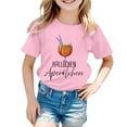 thumbnail image 1 of PMVFHDE T-Shirts Graphiques pour Fille Hauts d'Été pour Filles Hauts Tube pour Filles Hauts d'Été pour Filles T-Shirt Décontracté Imprimé Col Rond Manches Courtes T-Shirt Décontracté Rose, 6-7 Ans, 1 of 4