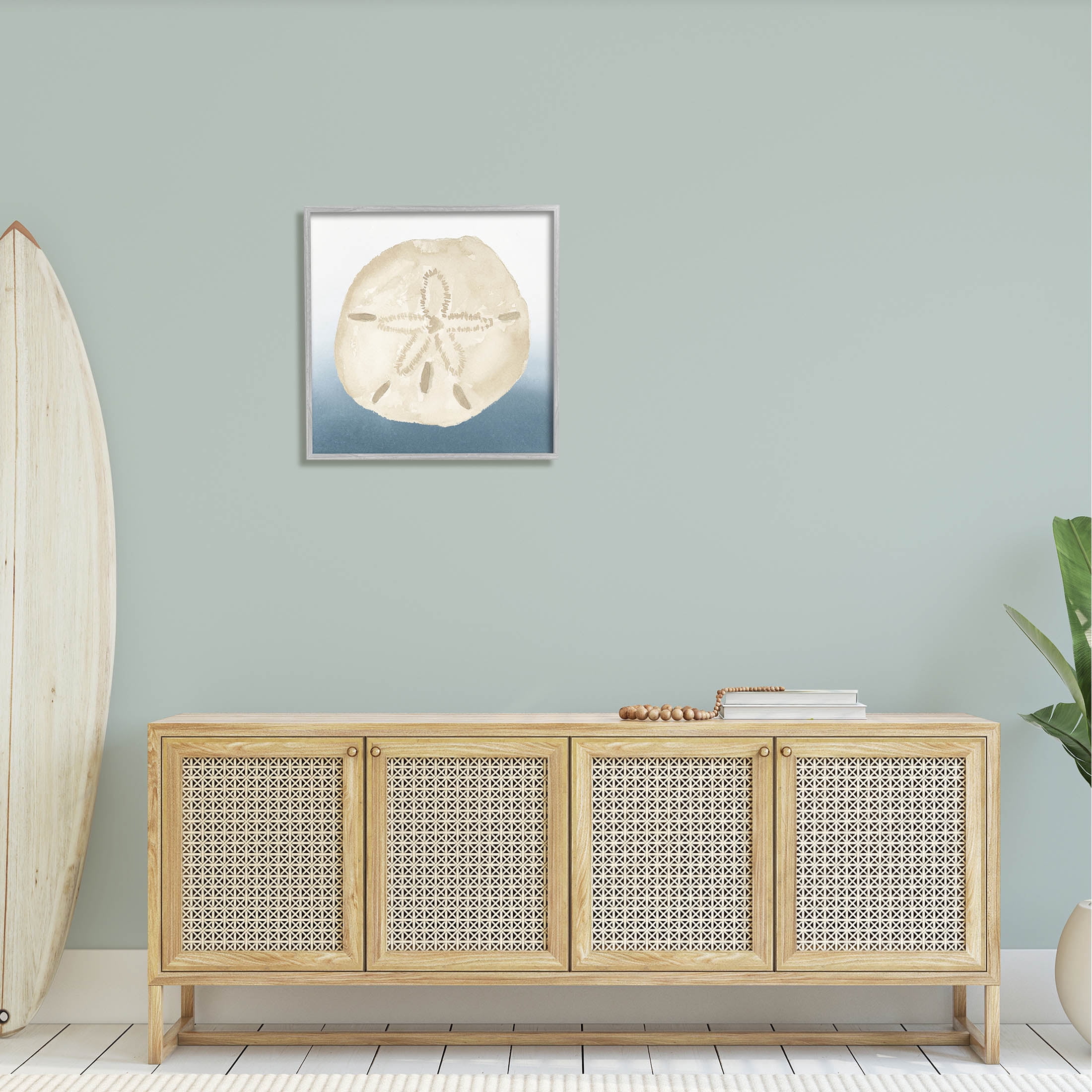 Beige Sand Dollar Seashell Animals & Insects Graphic Art Gray Framed Art Print Wall Art