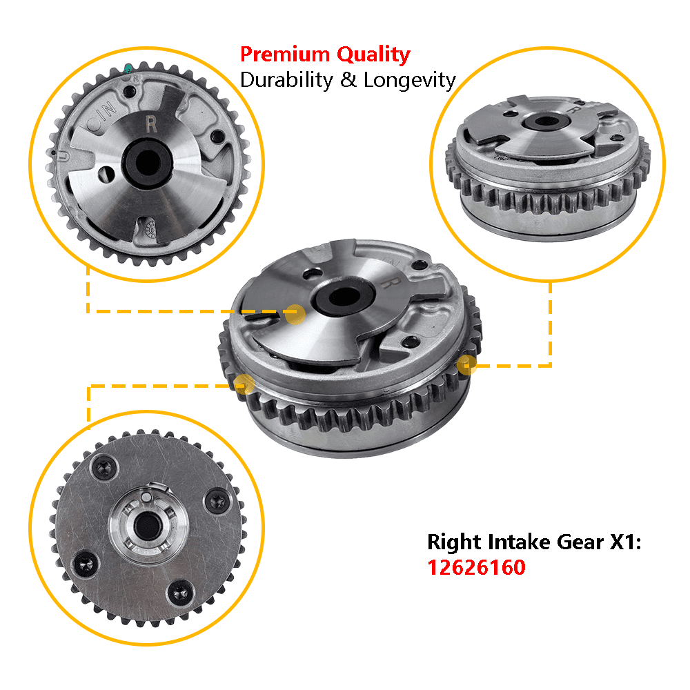 4PCS Intake Exhaust Variable Valve Timing VVT Sprocket Cam Phaser Camshaft Gear w/Bolt | Fit for Buick Cadillac ATS CTS Chevrolet Camaro GMC Pontiac Saab Saturn Suzuki | OE 12626160 12626161 12624464