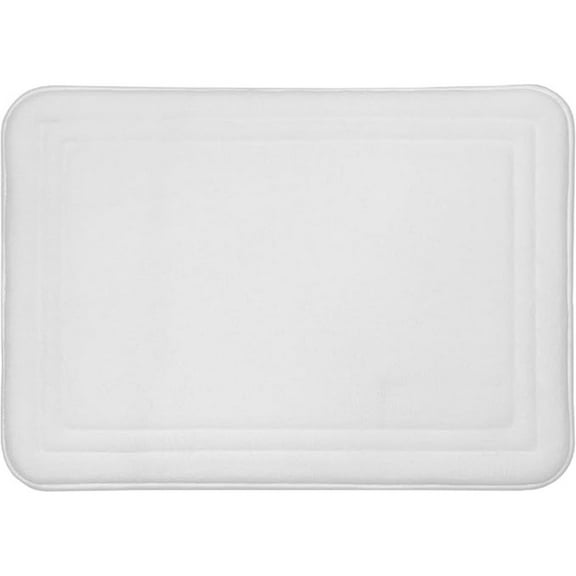 PowerSellerUSA Memory Foam Bathroom Rugs 17x24 Inches Anti-Fatigue Mats with Non-Slip Backing, Thick Resilient Foam with Ultra Soft Premium PVC Bath Mat, Washable Floor Mat for Indoor Use - White