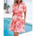 thumbnail image 2 of Vestido BTFBM para mujer, estampado floral, cuello en V, manga corta, volantes, 2 of 7