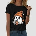 thumbnail image 6 of Halloween Ghost Shirts for Women Casual Short-Sleeved Ghost Print T-Shirt Retro Fall Spooky Season Tees Tops, 6 of 6