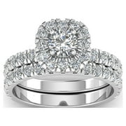 Inara Diamonds 2.00 Carat Diamond Halo Bridal Set, 14K White Gold, Size 5-10