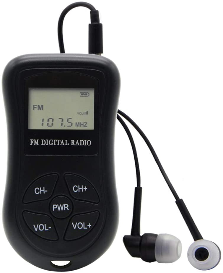 Fm Pocket Radio With Earphones Mini Portable Dsp Digital Stereo Personal Receiver Battery Operated For Walking/running Yunbice0