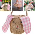 thumbnail image 2 of Osdhezcn Children Girls Beach Bag Cute Rabbit Ear Straw Tote Kids Keys Coin Purse Basket Mini Handbag Photography Props, 2 of 9