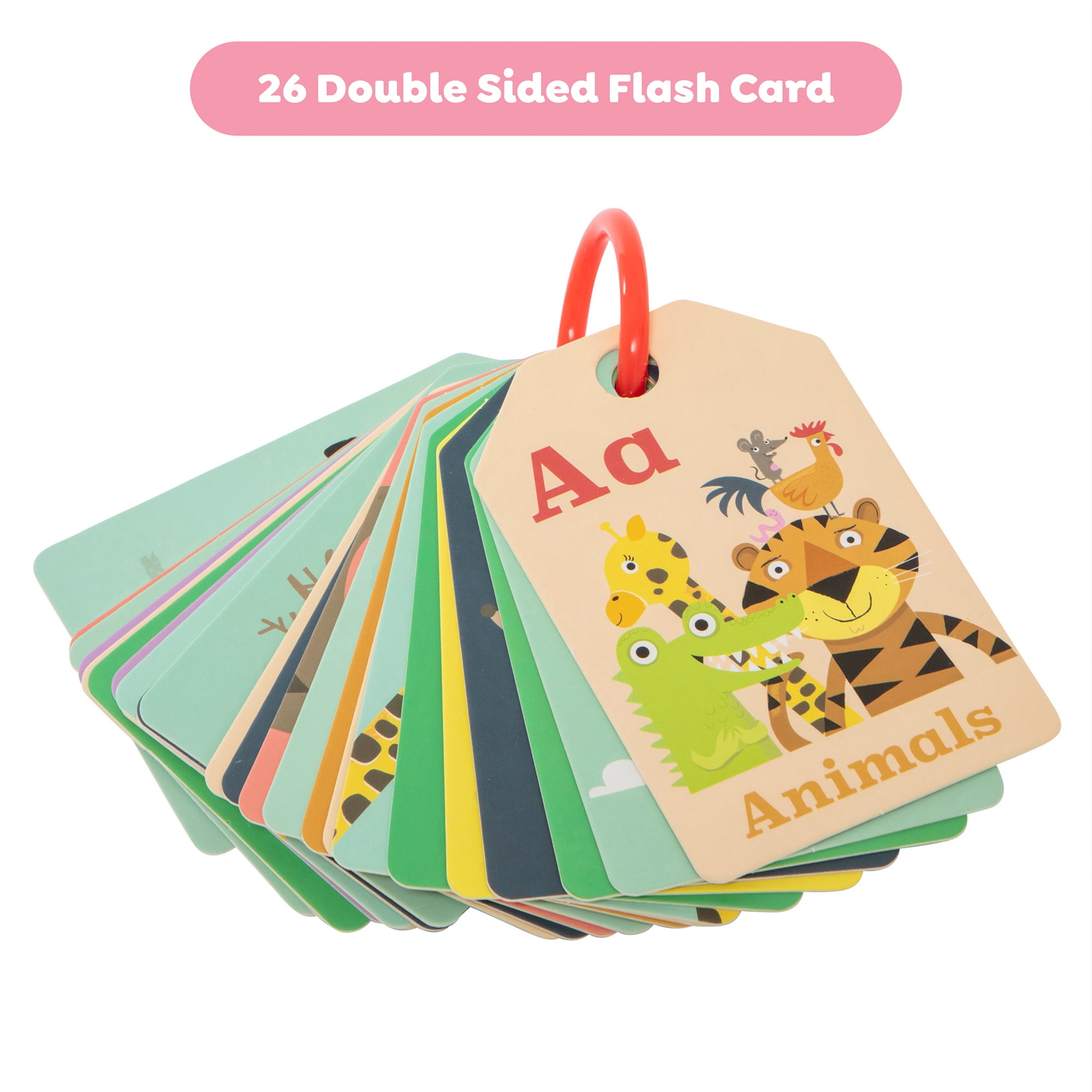 Tiger Tribe: Alphabet Flash Cards – Animal ABC - 26 Educational Double-Sided Cards, Learn Letters & Animals, Storage Ring, Kids & Toddlers Ages 18 Mo+