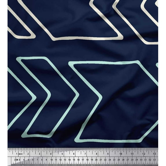 Soimoi Blue Heavy Satin Fabric Arrow Symbol Print Fabric by the Yard 54 Inch Wide