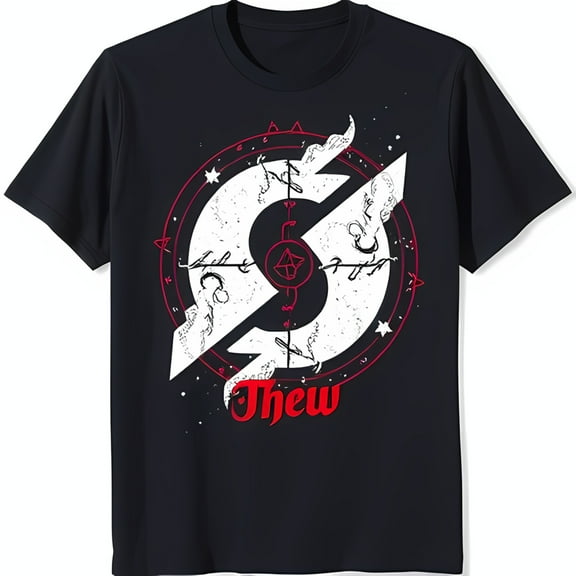Men's Black T-Shirt with Red Graphic & Design