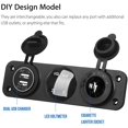thumbnail image 3 of 3 In 1 Charging Socket, 12v Dual Usb Car Charging Socket & Led Digital Voltmeter & Cigarette Lighter Splitter Adapter For Truck Auto Marine Boat Rv, 3 of 7
