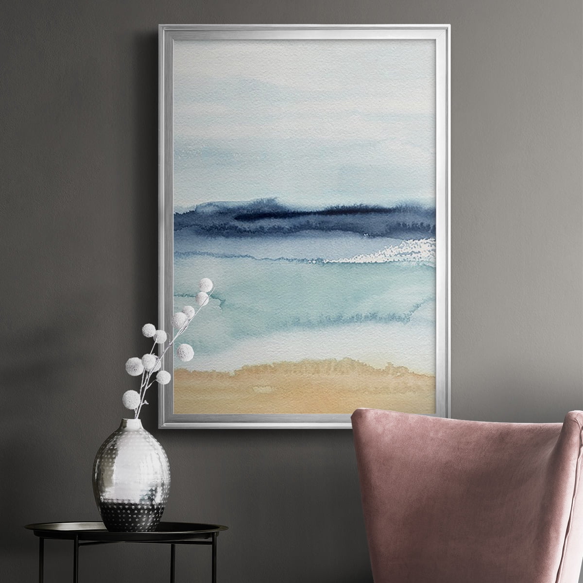 Watercolor Ocean Horizon II Premium Framed Print - Ready to Hang