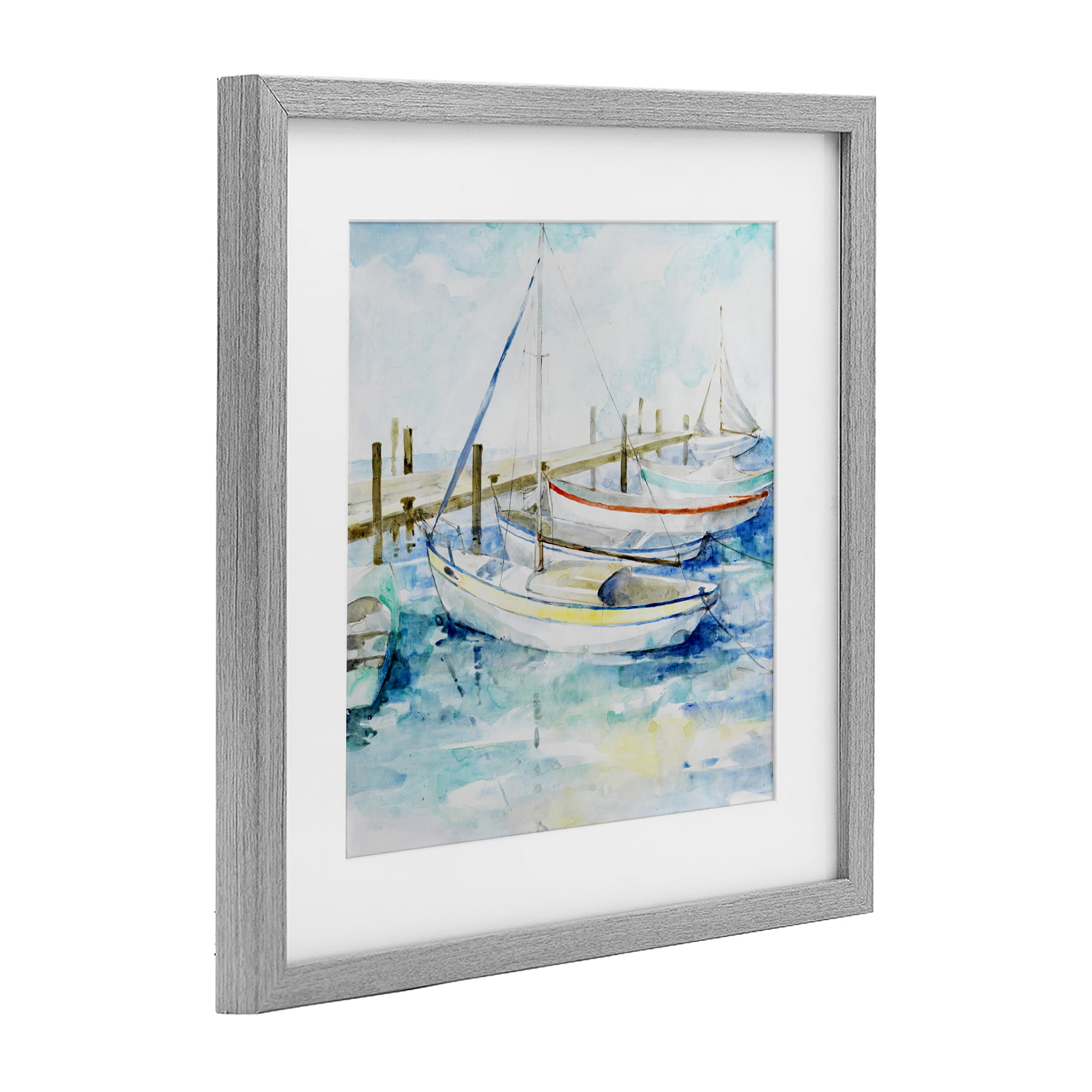Stupell Industries Docked Sails on Stormy Seas Gray Framed Print Under Glass, design by Lorenzo Collective