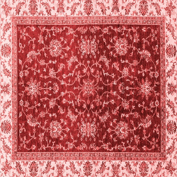 Ahgly Company Machine Washable Indoor Square Abstract Red Modern Area Rugs, 7' Square