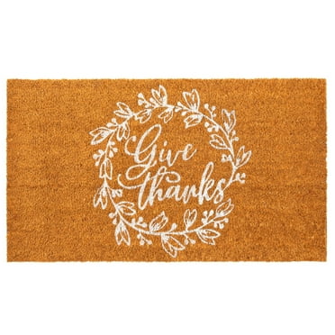 Thanksgiving Welcome Mat for Front Door, Outdoor Fall Rug for Porch, Give Thanks, 30x17 in