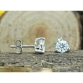 thumbnail image 5 of 14K White Gold Post & 925 Sterling Silver 5MM Round Cut Lab Created Moissanite Diamond 3-Prong Martini Style Stud Earrings 1.0ct, 5 of 8