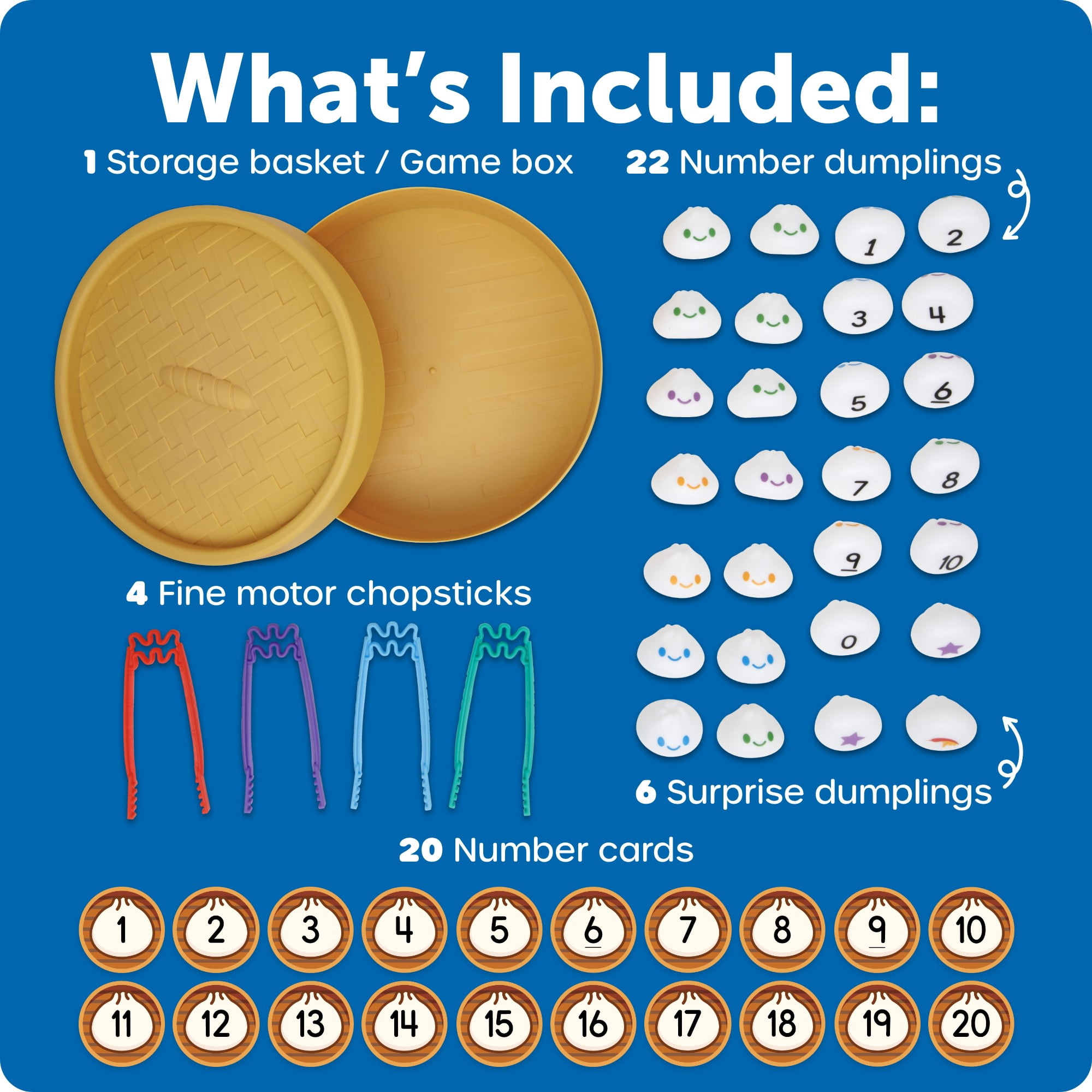 Learning Resources Dumpling Dash! Fine Motor Math Board Games, Counting Toy, Ages 5 and up