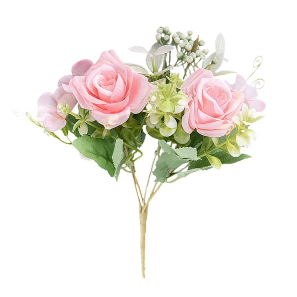 Flores Artificiales para la Decoración Rosa Imitación Flor, 29.5cm Largo Paño Boda Mano Pared Rosas Flores Artificiales