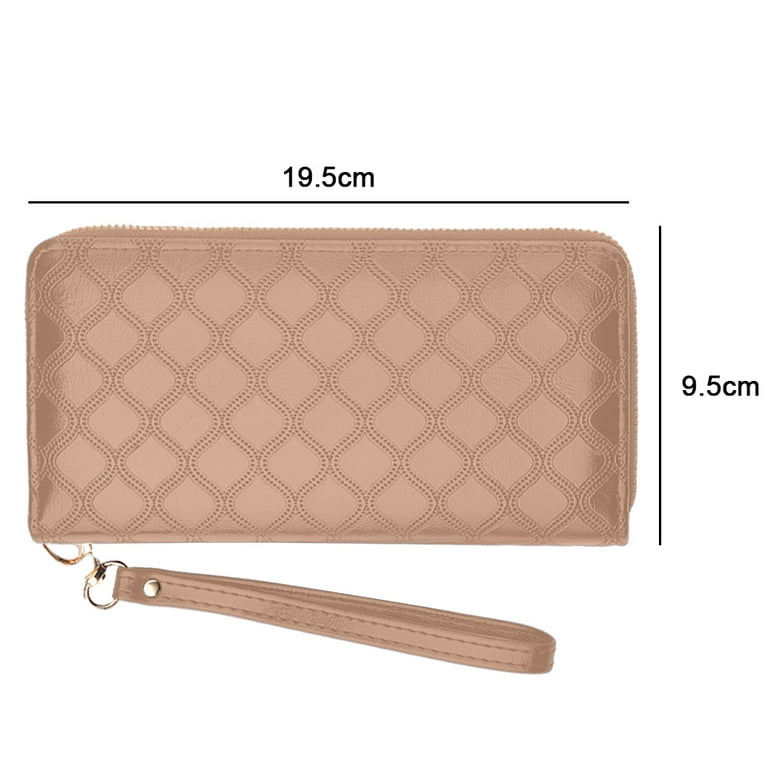 RFID Credit Card Holder, Small Leather Zipper Card Case Wallet for  Women,apricot，G125752 