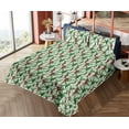 thumbnail image 4 of Ambesonne Bird Print Fitted & Flat Sheet with Shams 4 Pcs Set, Exotic Parrots Jungle, King, Fern Green and Dark Pink, 4 of 5