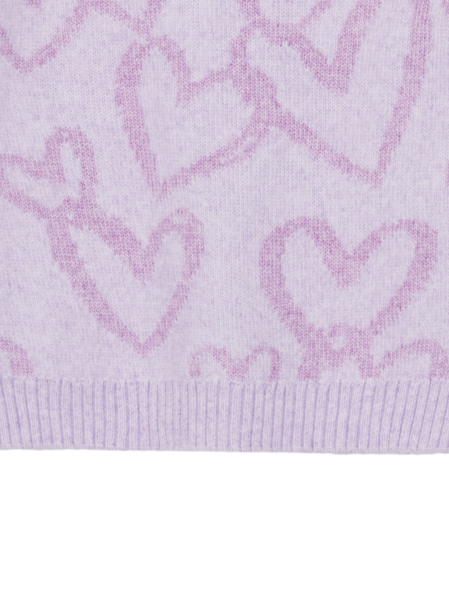Wonder Nation Girls Novelty Feather Yarn Heart Icon Sweater, Sizes 4-18 & Plus