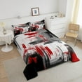 thumbnail image 3 of Abstract Comforter Modern Abstract Art Comforter Set Red Grey Black Pattern Bedding Set Room Decor Full Size Duvet Set, 3 of 6