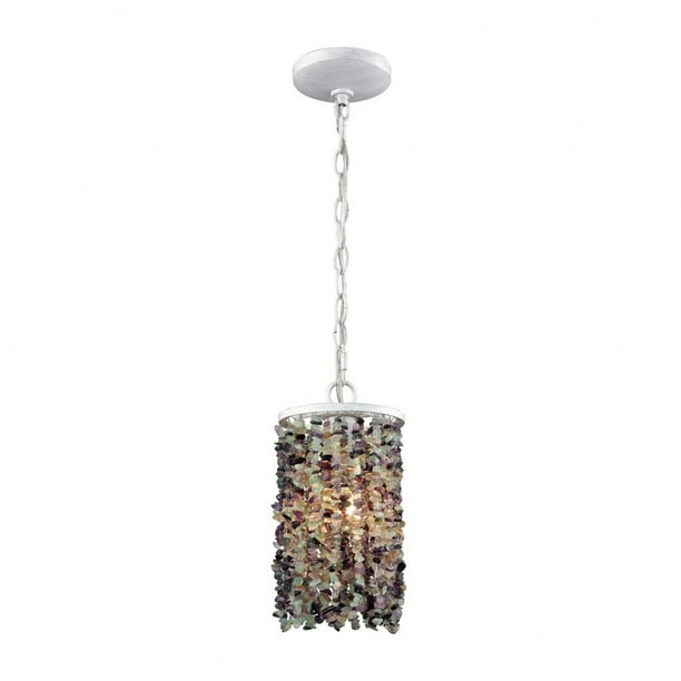 Orchard Lodge One Light Mini Pendant Off White Finish With Purple Agate Stones Shade Bailey Com Orchard Lodge One Light Mini Pendant, Purple Mini Chandelier Light