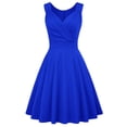 thumbnail image 2 of CIENVNSTG Women Sleeveless V-Neck Sundresses Summer Cocktail Swing Dress Casual Faux Wrap Short Tank Dress Wedding Party Rockabilly Evening Prom Dress Blue L, 2 of 4