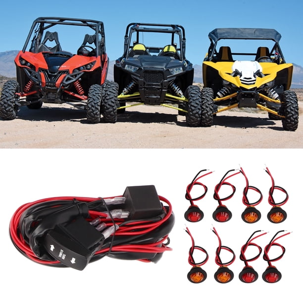 Kimiss Kit de Señal de Utv, interruptor Basculante de Señal de Universal de 12 V Utv Atv Kit de Iluminacia Legal de Calle Arnés de Relé Intermitente de