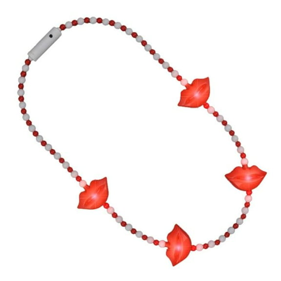 Blinkee LKRLLUB-RD LED Kissy Red Lips Light Up Beaded Necklace