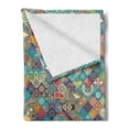 thumbnail image 2 of Moroccan Soft Flannel Fleece Throw Blanket, Floral Abstract Ornate Floral Arrangement Oriental Motifs Foliage Pattern, Cozy Plush for Indoor and Outdoor Use, 60" x 80", Multicolor, by Ambesonne, 2 of 5