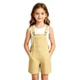 thumbnail image 4 of Krdevn Boys Girls Plaid/Striped Short Overalls, Adjustable Strap Casual British Style Kids Bib Shorts with Pockets,Yellow, 4 of 7