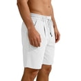 thumbnail image 4 of Havenx Men's Linen Cotton Shorts Drawstring Elastic Waist Shorts with Pockets Solid Color Pants Stretch Casual Summer Beach Vacation Yoga Golf Clothing,White S, 4 of 6