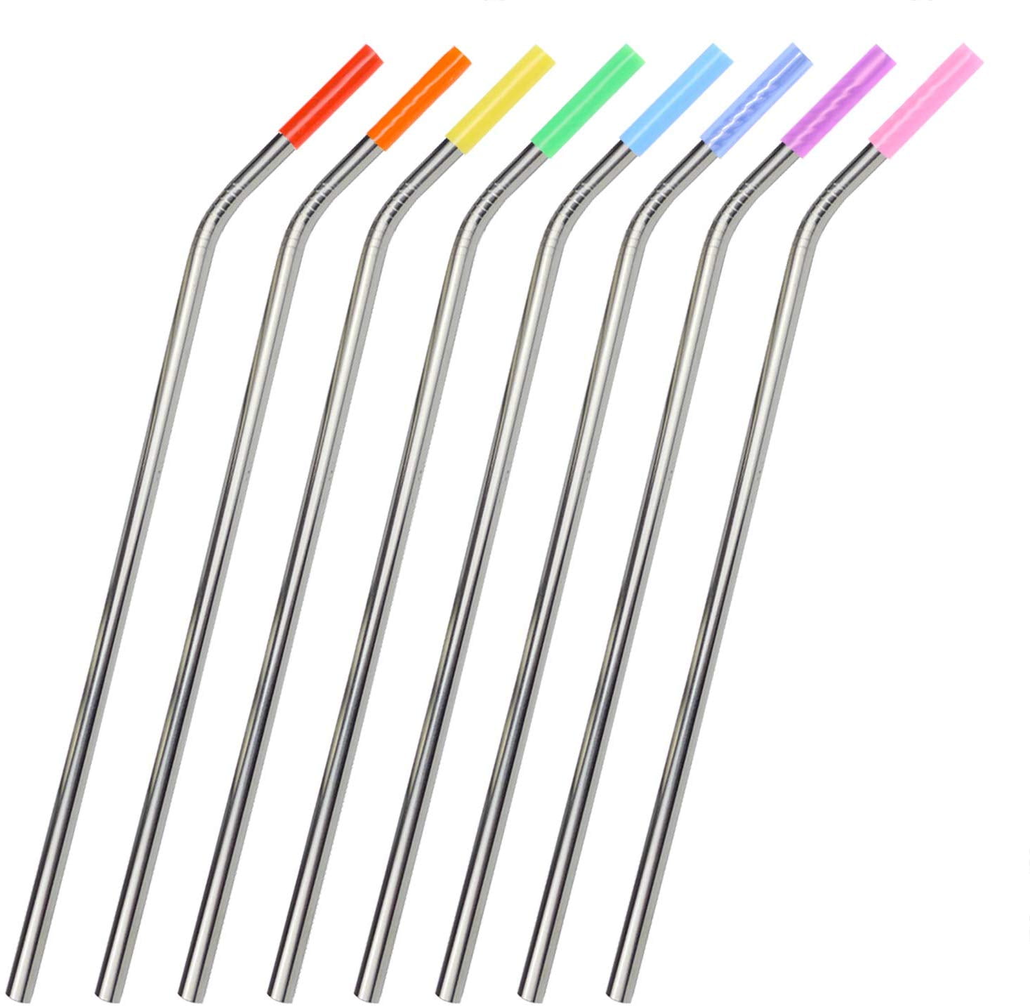 GFDesign Food Grade Silicone Straw Elbows Tips Soft Reusable Metal Stainless Steel Straw Nozzles Only Fit for 5/16 Wide (8mm Outer Diameter)