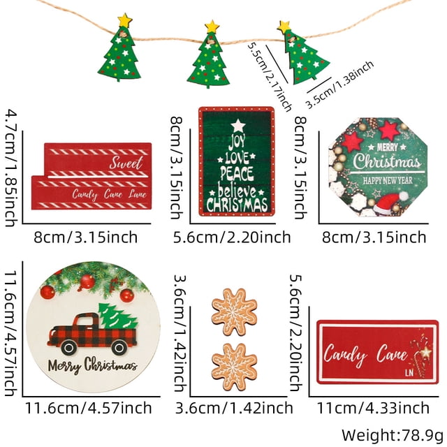 Esta decoración de bandeja escalonada incluye 3 juegos de letreros navideños de pie; La bandeja escalonada NO está incluida.