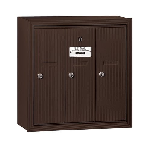 Vertical Mailbox - 3 Doors - Bronze - Surface Mounted - USPS Access