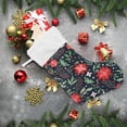thumbnail image 6 of Floral Poinsettia Christmas Christmas Stockings Berry Christmas Presonalized Large Stocking Sock, Set of 1 Xmas Party Winter Decor Candy Bag Family Holiday Gift, 17.7 Inch, 6 of 7