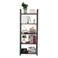 thumbnail image 3 of 5 Tier Industrial Bookshelf, Wooden Storage Shelf, Industrial Metal Book Shelves for Living Room Bedroom, Vintage Standing Storage Shelf Units Display Shelving, Tall Bookcase for Home Office, Q13513, 3 of 9