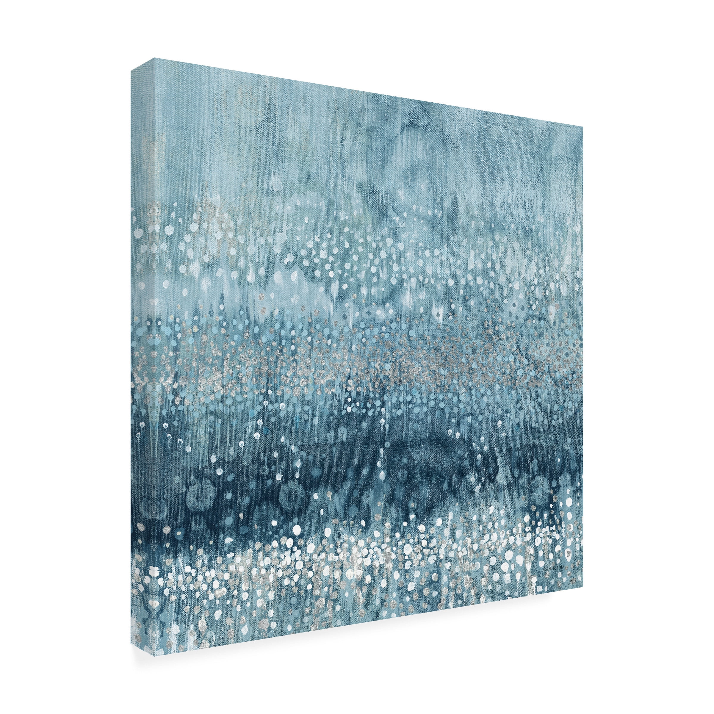 Danhui Nai 'Rain Abstract III Blue Silver' Canvas Art