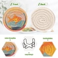 thumbnail image 4 of Yayeee 6 PCS Drink Coasters with Holder Set Woven Absorbent Round Tabletop Hot Pad, Goldfish, 4 of 7