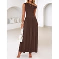 thumbnail image 3 of Vestido largo ZESICA Summer 2025 con un solo hombro marrón para mujer, 3 of 6