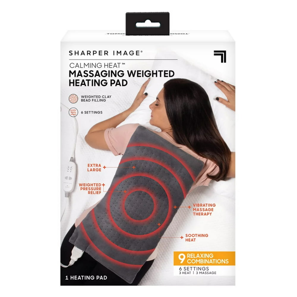 Sharper Image Calming Heat Weighted Massaging Heating Pad Targeted