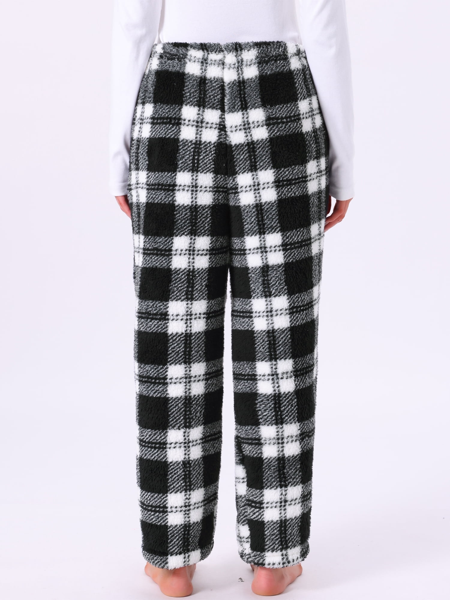 DARING DIVA Women's Fuzzy Fleece Plush Warm Lounge Sleepwear with Pockets L Black