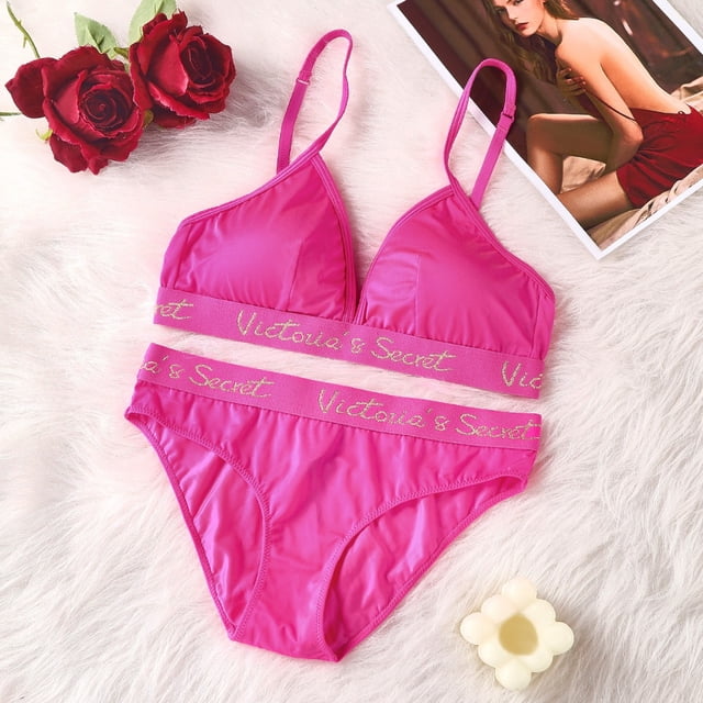 Victoria Secret 2 Piezas Conjunto De Lencería Sexy Diseño De Marca De Mujer Cómoda Push-Up Sujetador Sin Costuras Para VS Copa Triangular Francesa