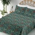 thumbnail image 3 of Ambesonne Woodland Boho Fitted & Flat Sheet with Shams 4 Pcs Set, Wild Berries Pattern, King, Dark Coral and Teal, 3 of 5