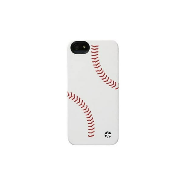 Trexta Étui en Cuir à Encliquetage pour Apple iPhone 5 / 5S - Baseball/blanc/rouge