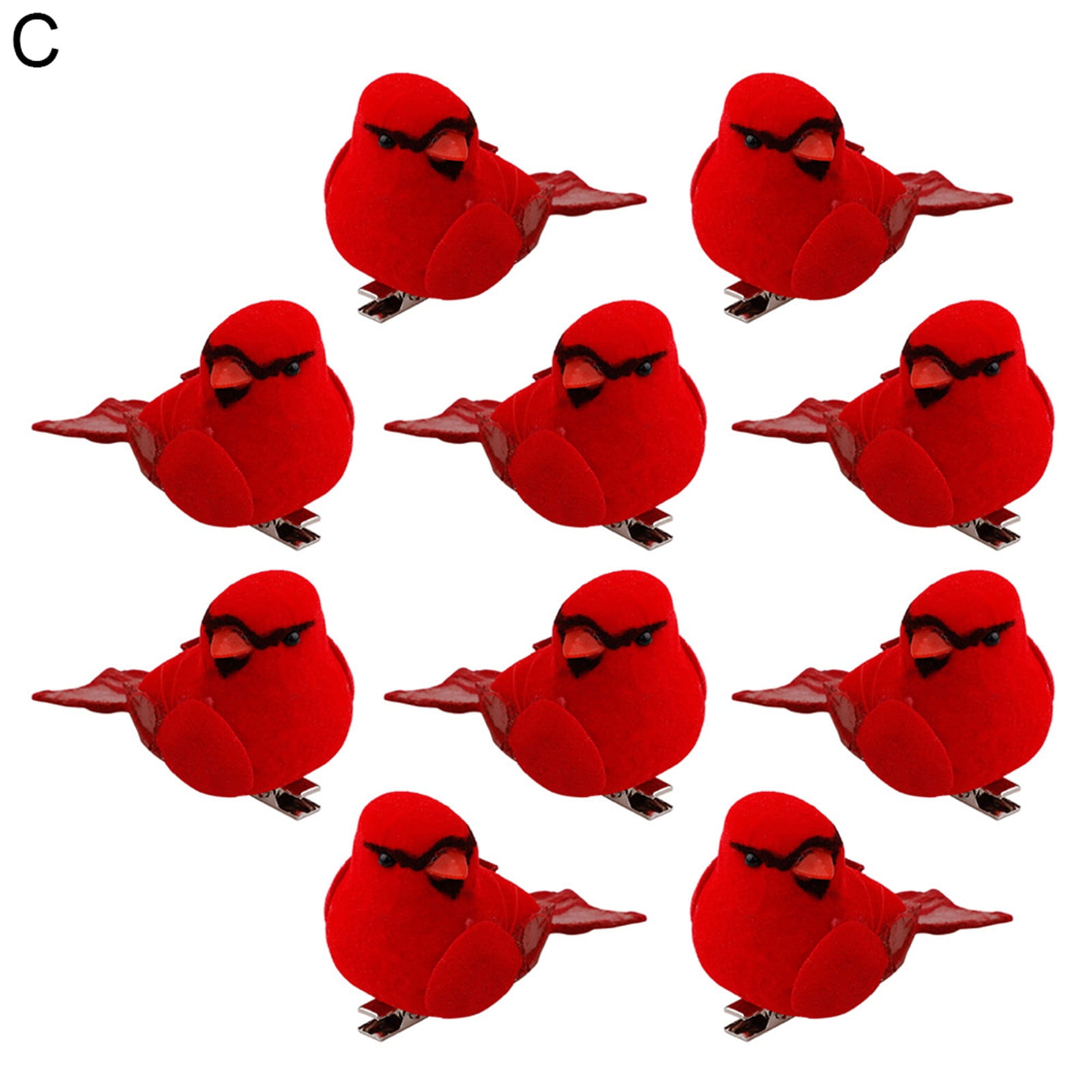 Visland 10 Pcs Red Cardinals Ornaments Handmade Artificial Birds Clip