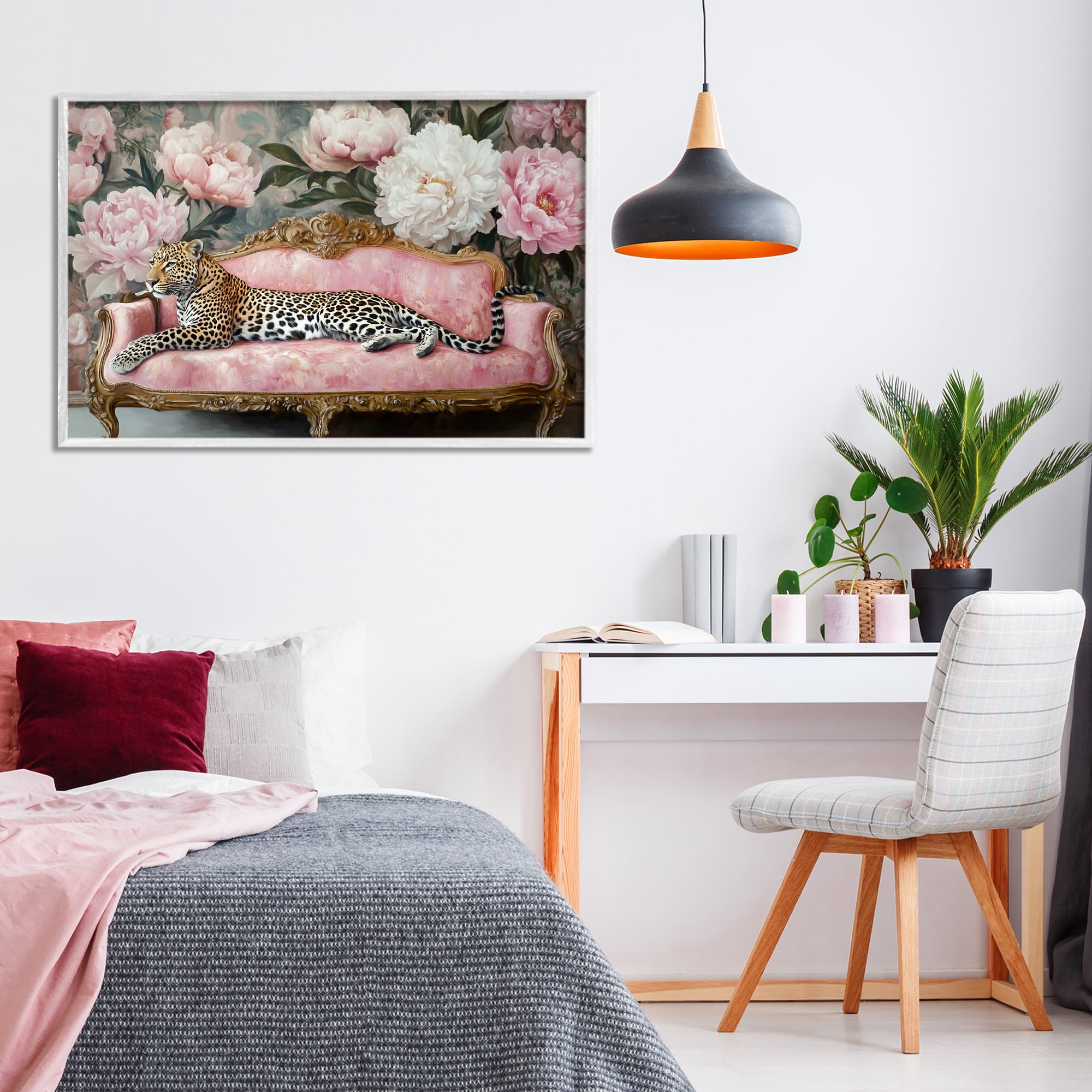 Stupell Industries Where The Leopard Dreams White Framed Giclee Art, design by Tina LeCour
