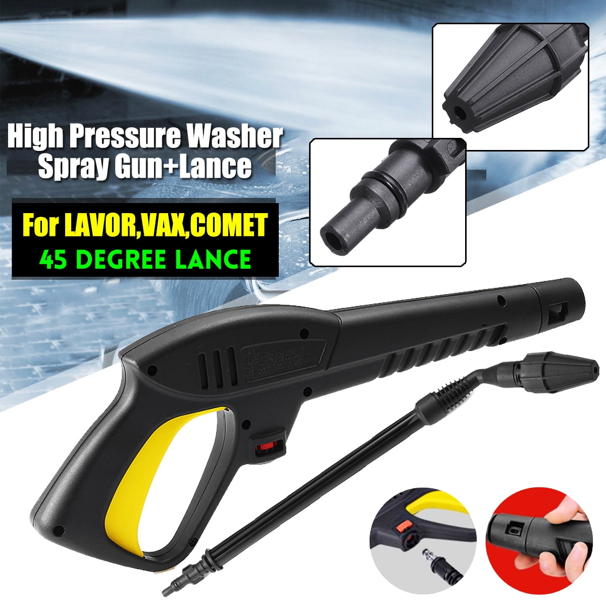 High Pressure Washer Water Spray Clean Gun 45° Lance Nozzle For LAVOR