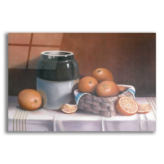 Epic Art 'Crock With Oranges' by Cecile Baird, Acrylic Glass Wall Art, 16"x12"